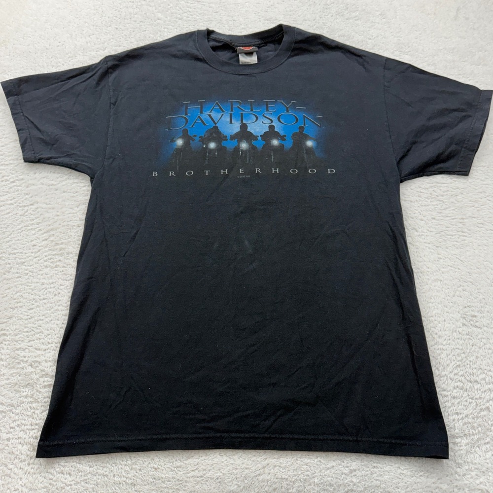 Vintage Y2K Harley Davidson Brotherhood Motorcycles Black T Shirt Men's L 2010